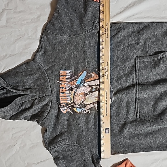 Marvel Spiderman Boys Size Large Gray Pullover Hoodie with Kangaroo Pocket New - Picture 9 of 13